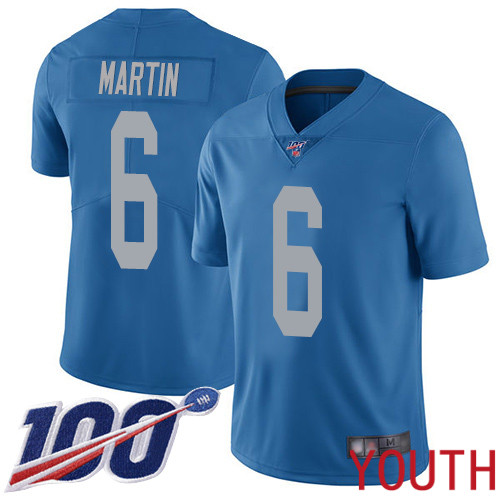 Detroit Lions Limited Blue Youth Sam Martin Alternate Jersey NFL Football 6 100th Season Vapor Untouchable